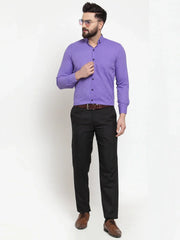 Indian Needle Purple Men's Cotton Solid Button Down Formal Shirts
