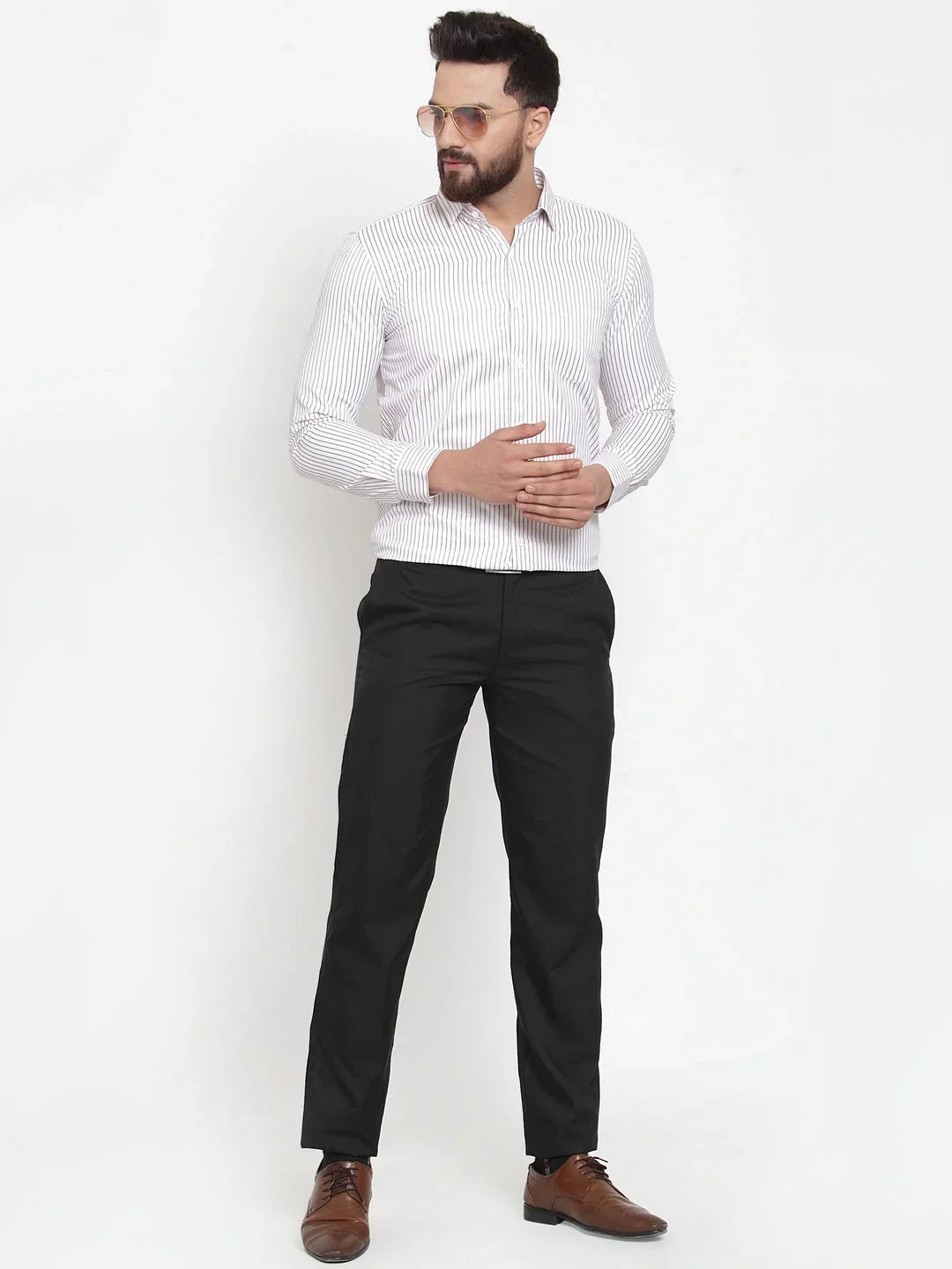 White Cotton Solid Shirts SF_737White | DesiQlo