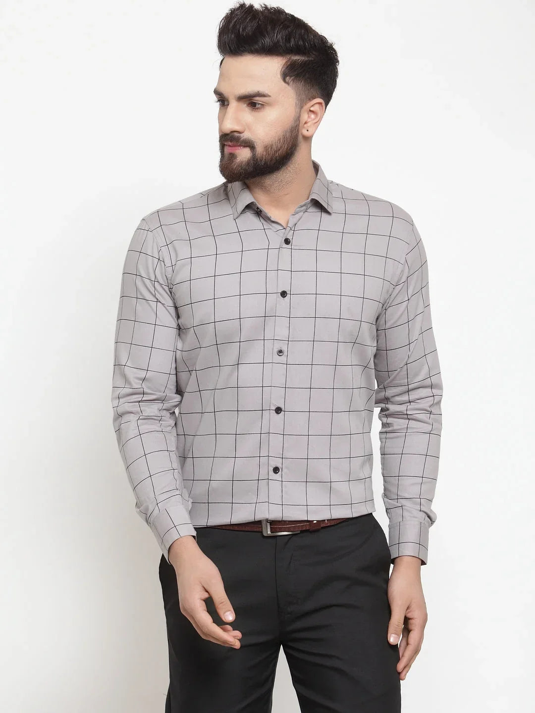 Grey Cotton Solid Shirts SF_742Grey | DesiQlo