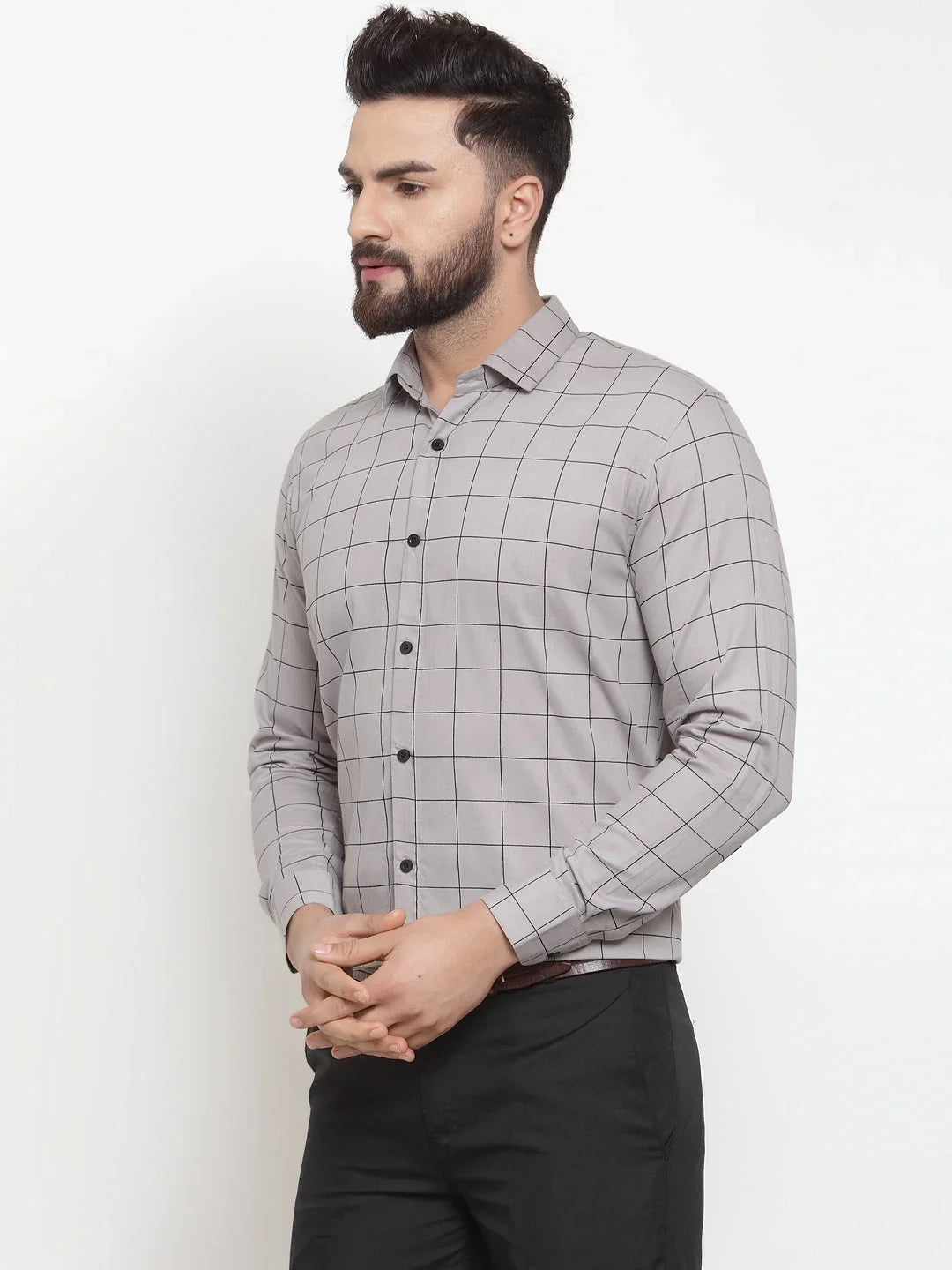 Grey Cotton Solid Shirts SF_742Grey | DesiQlo