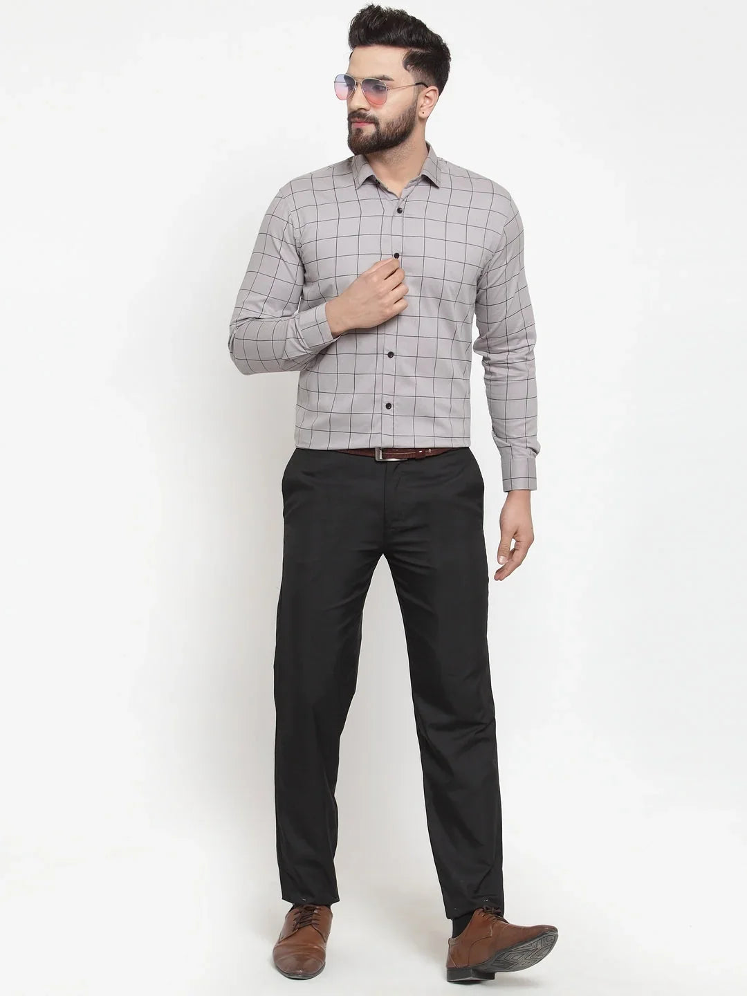 Grey Cotton Solid Shirts SF_742Grey | DesiQlo