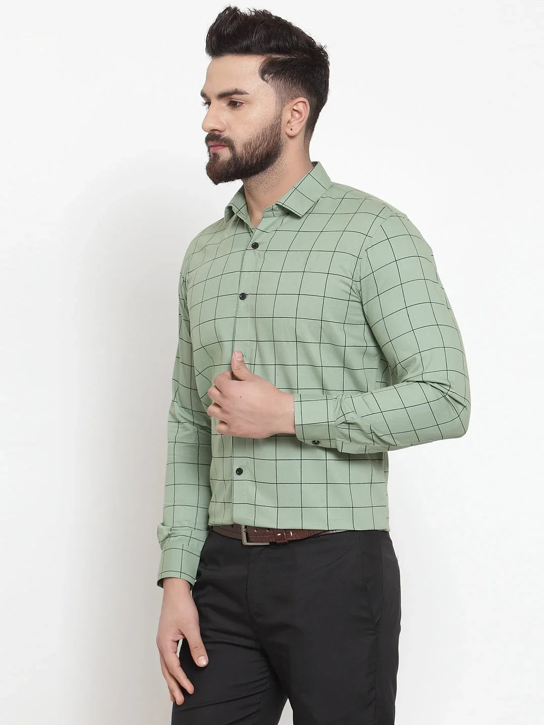 Green Cotton Solid Shirts SF_742Pista | DesiQlo