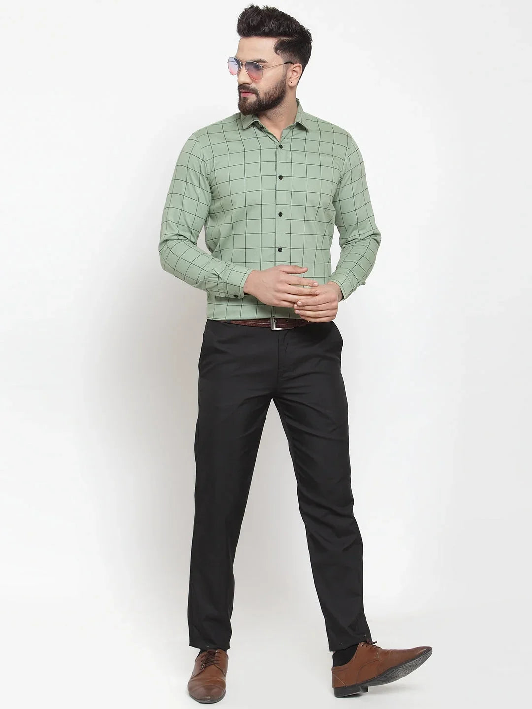 Green Cotton Solid Shirts SF_742Pista | DesiQlo