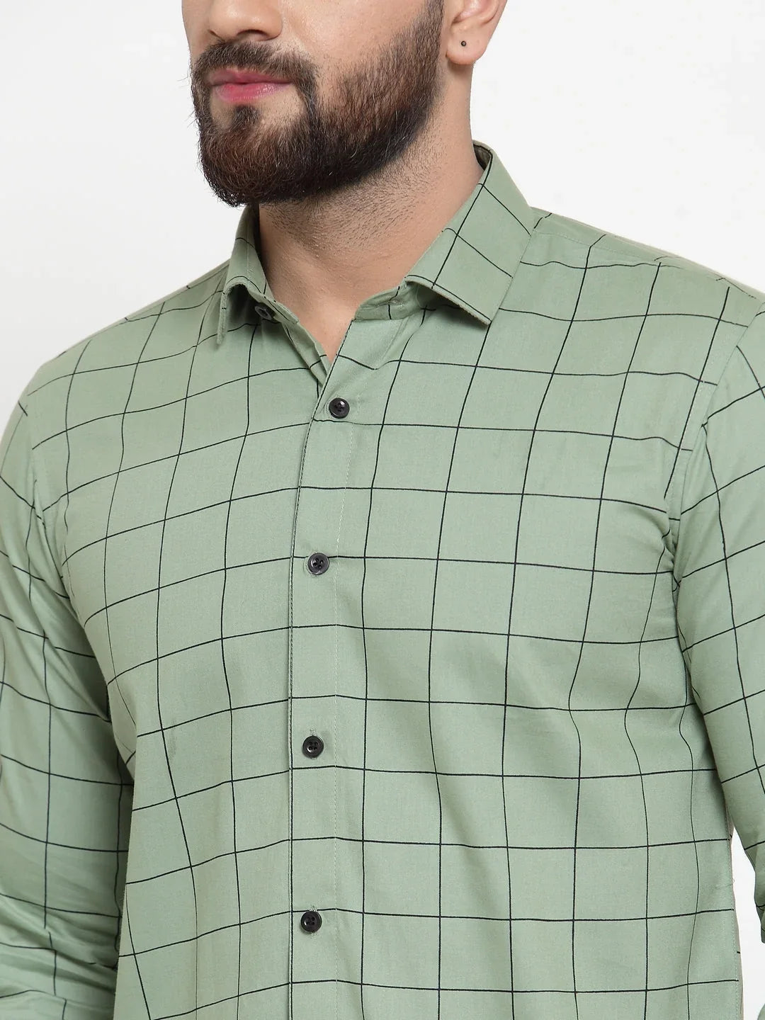 Green Cotton Solid Shirts SF_742Pista | DesiQlo