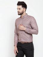 Indian Needle Brown Men's Cotton Solid Button Down Formal Shirts