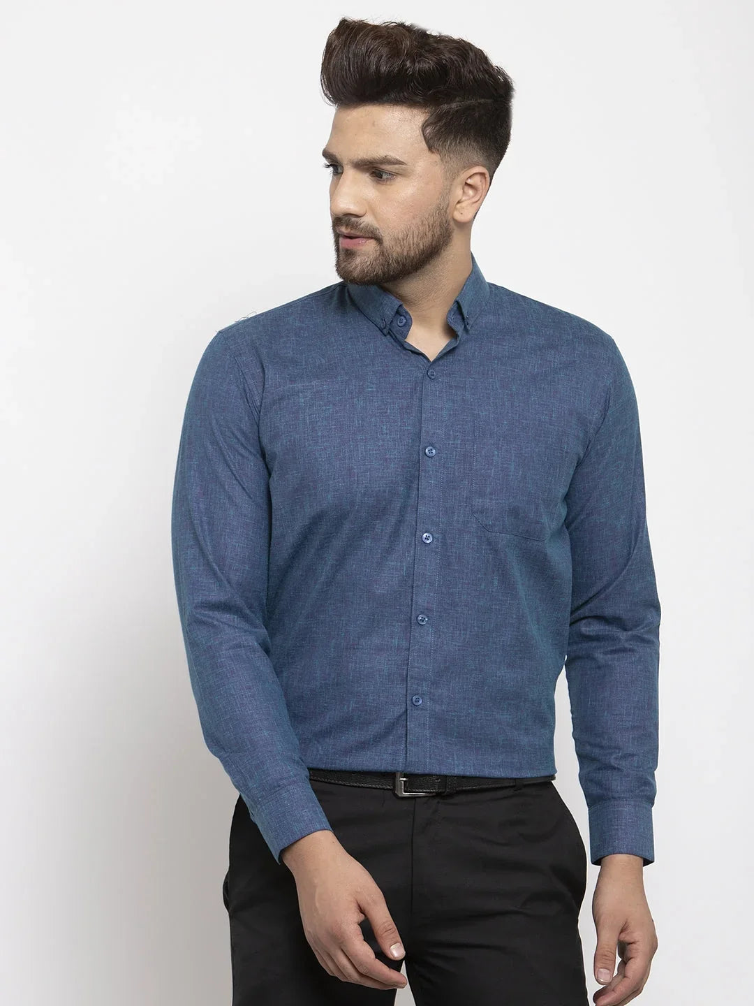 Green Cotton Solid Shirts SF_753Teal | DesiQlo