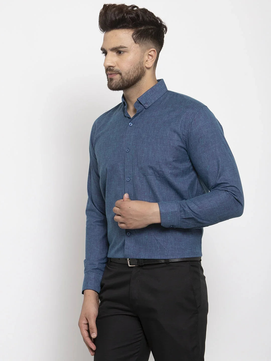 Green Cotton Solid Shirts SF_753Teal | DesiQlo