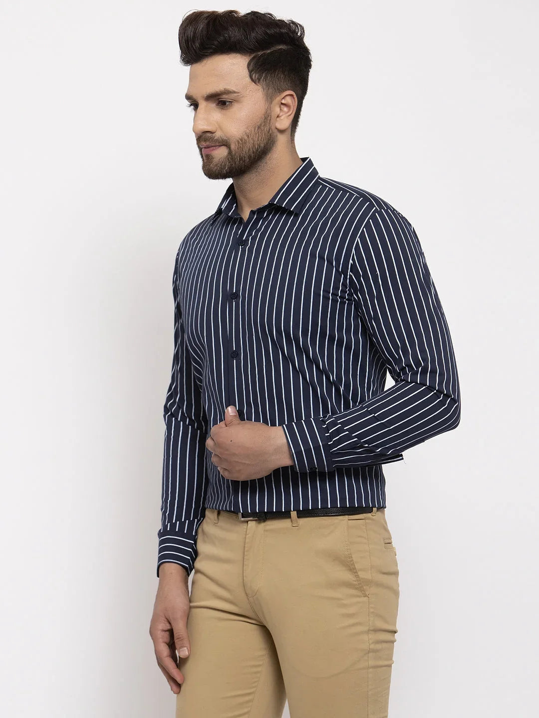 Blue Cotton Solid Shirts SF_770Navy | DesiQlo
