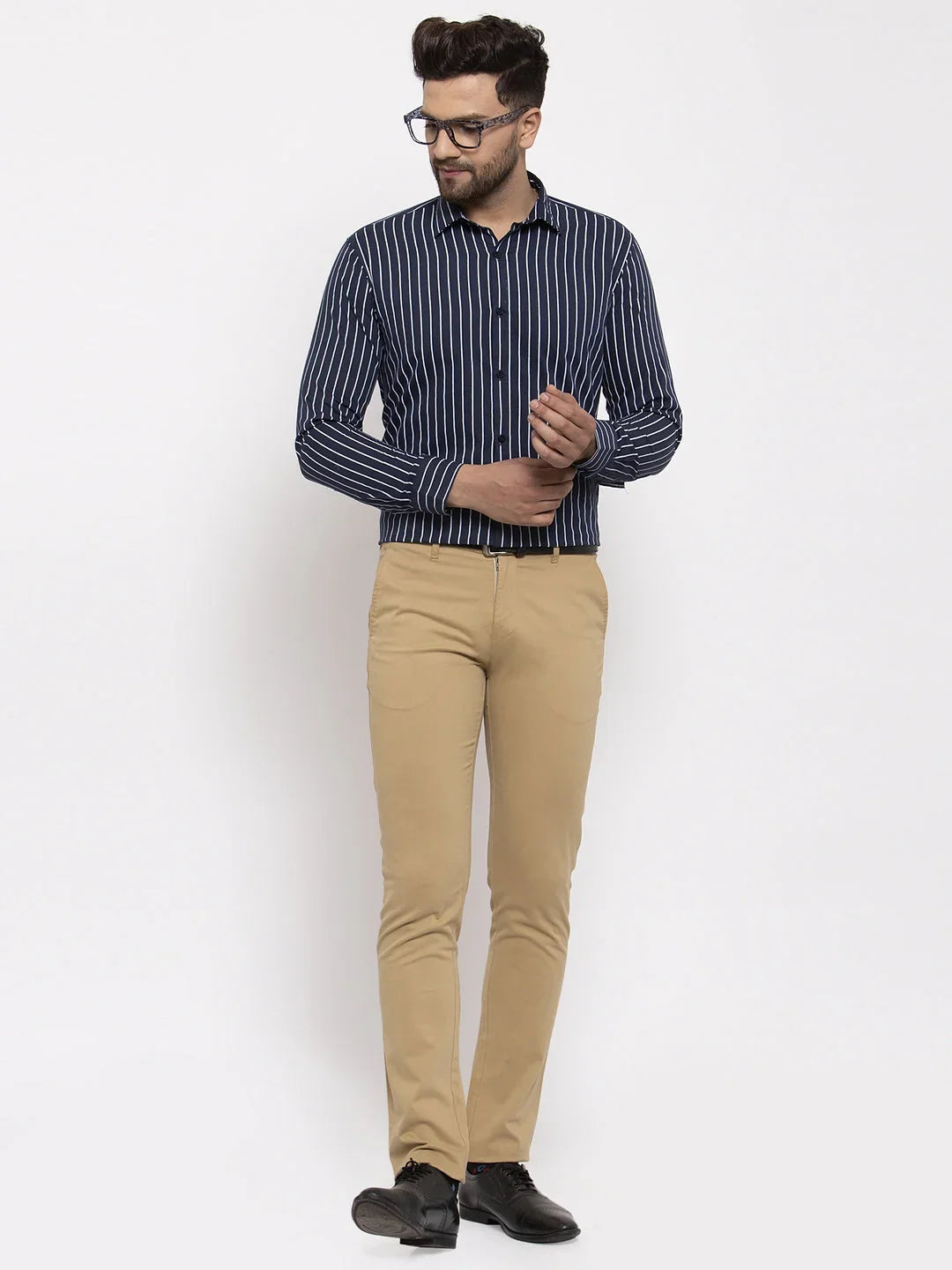 Blue Cotton Solid Shirts SF_770Navy | DesiQlo