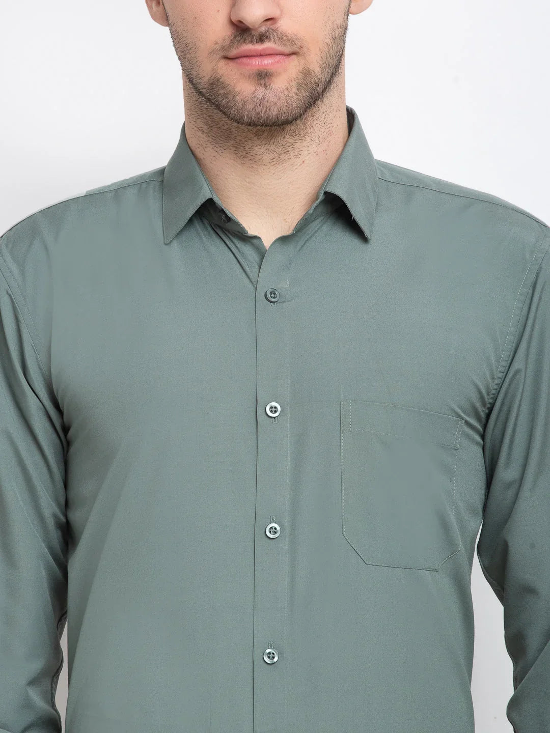 Green Cotton Solid Shirts SF_361Pista | DesiQlo