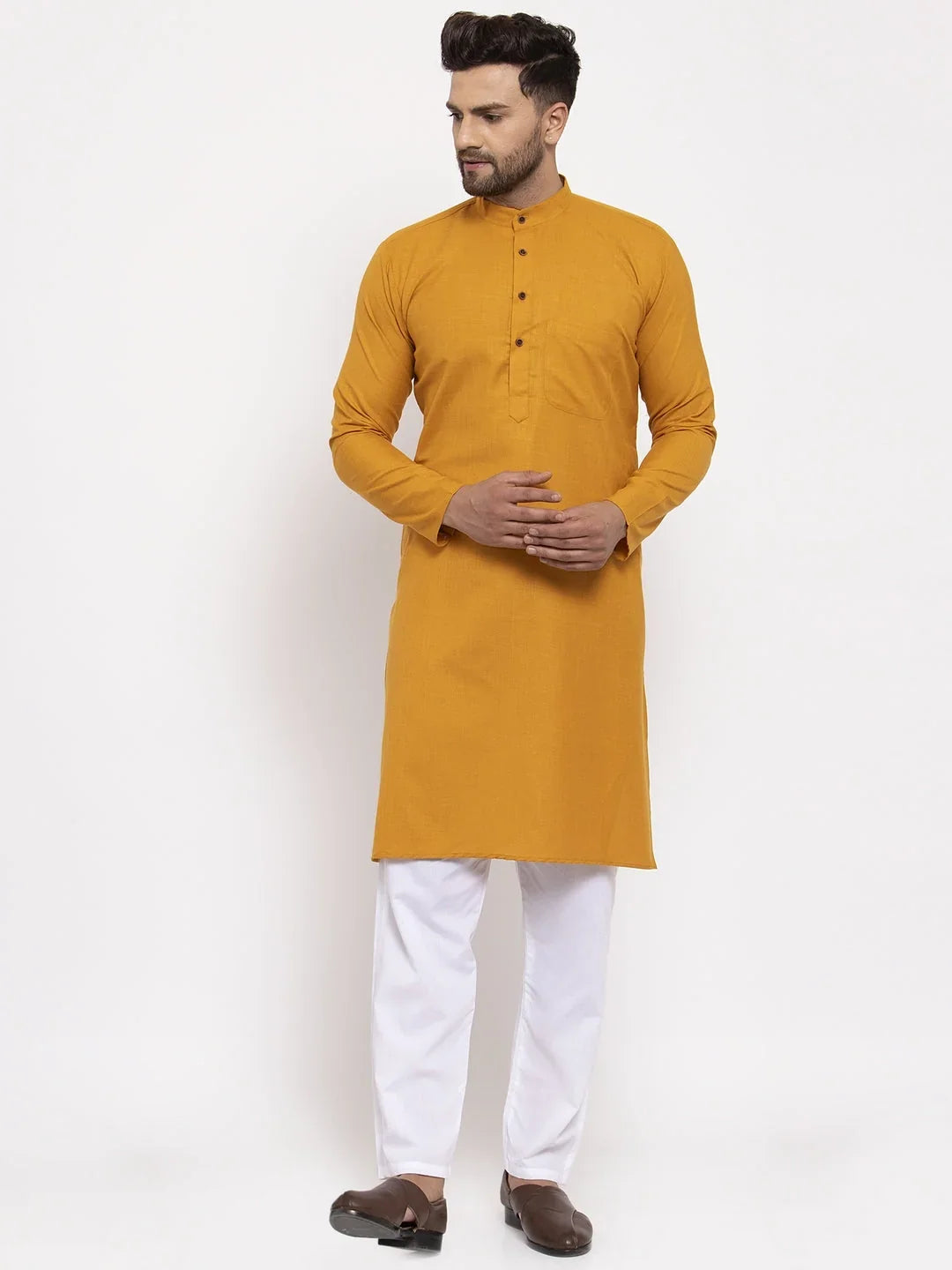 Yellow Cotton Solid Indian Wear JOKP_532Mustard | DesiQlo