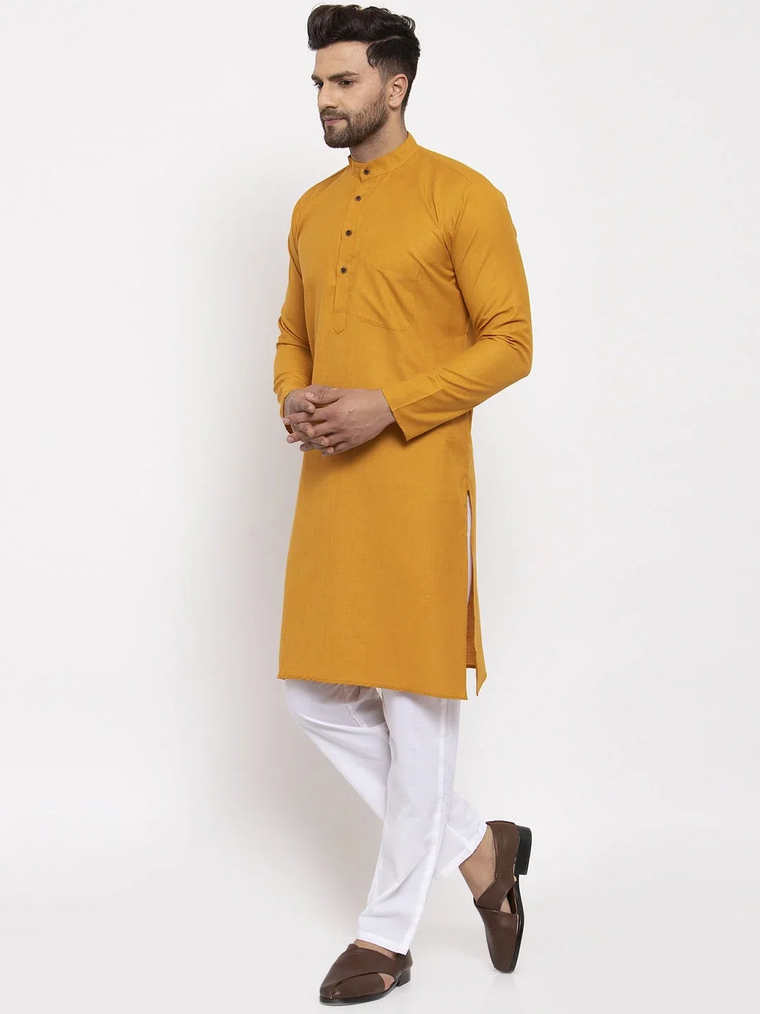 Yellow Cotton Solid Indian Wear JOKP_532Mustard | DesiQlo
