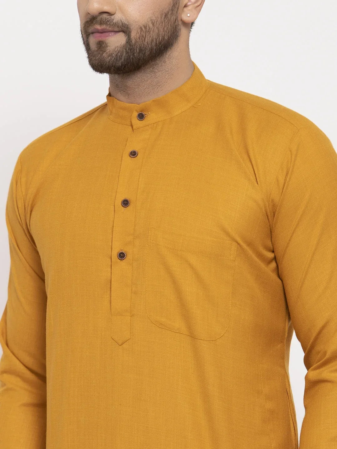Yellow Cotton Solid Indian Wear JOKP_532Mustard | DesiQlo