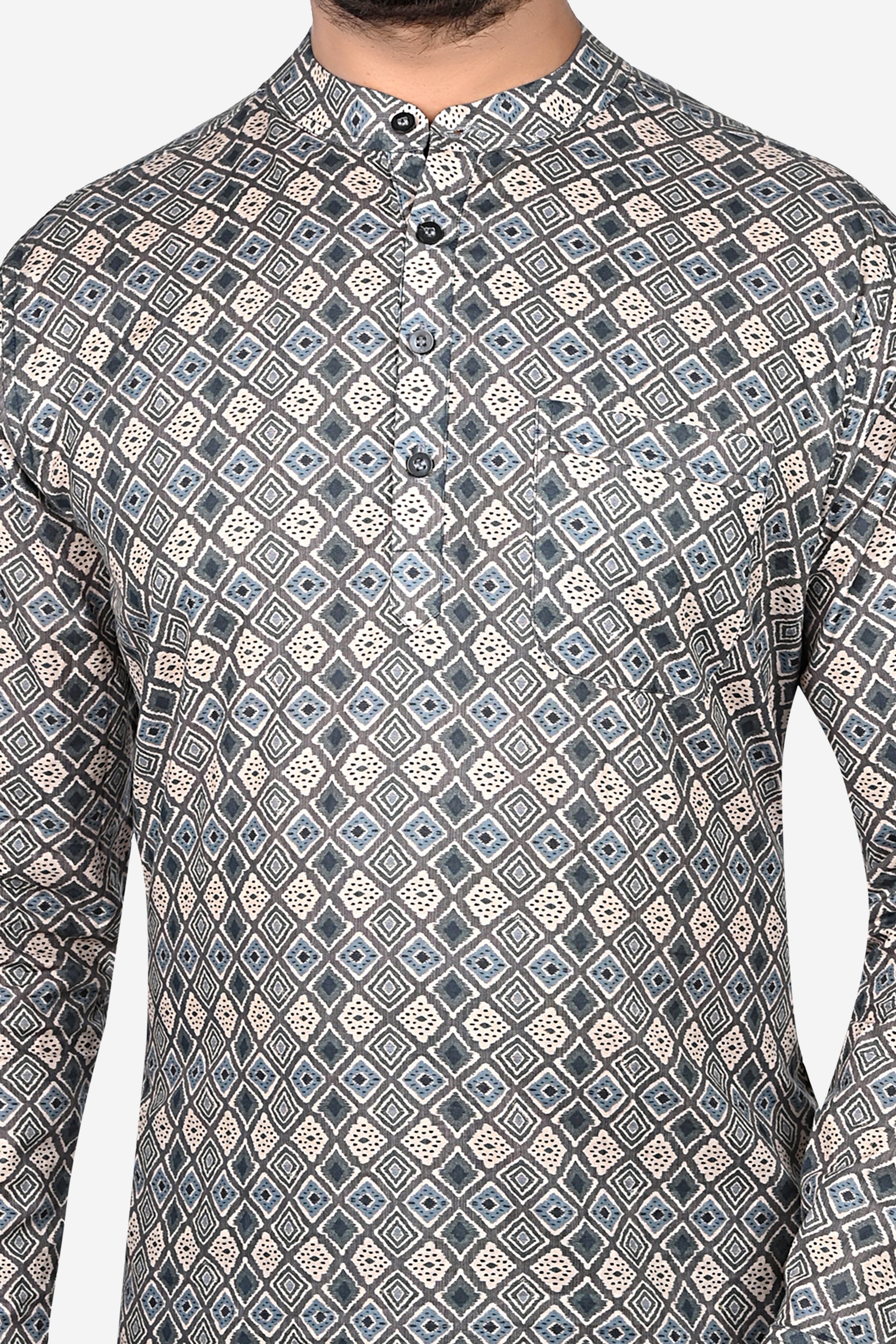geometric Cotton Geometric Kurtas Short Kurta | DesiQlo