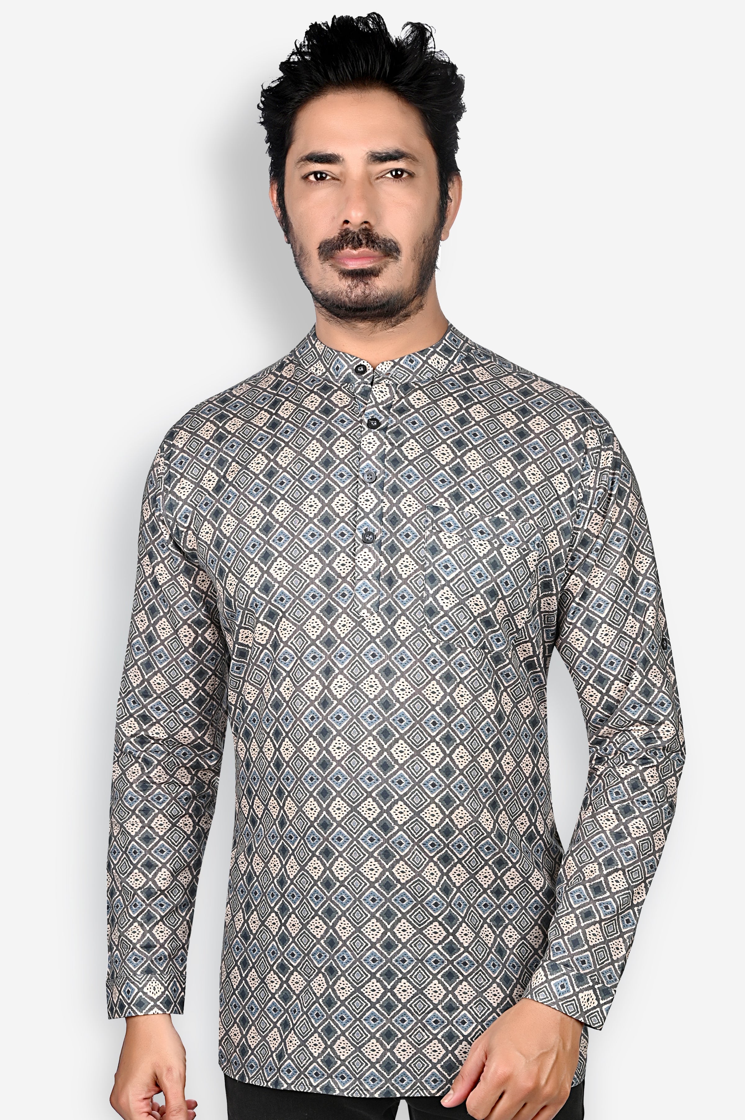geometric Cotton Geometric Kurtas Short Kurta | DesiQlo