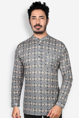 Cotton Short Kurta for Men - Multicolor | SKRB12525G