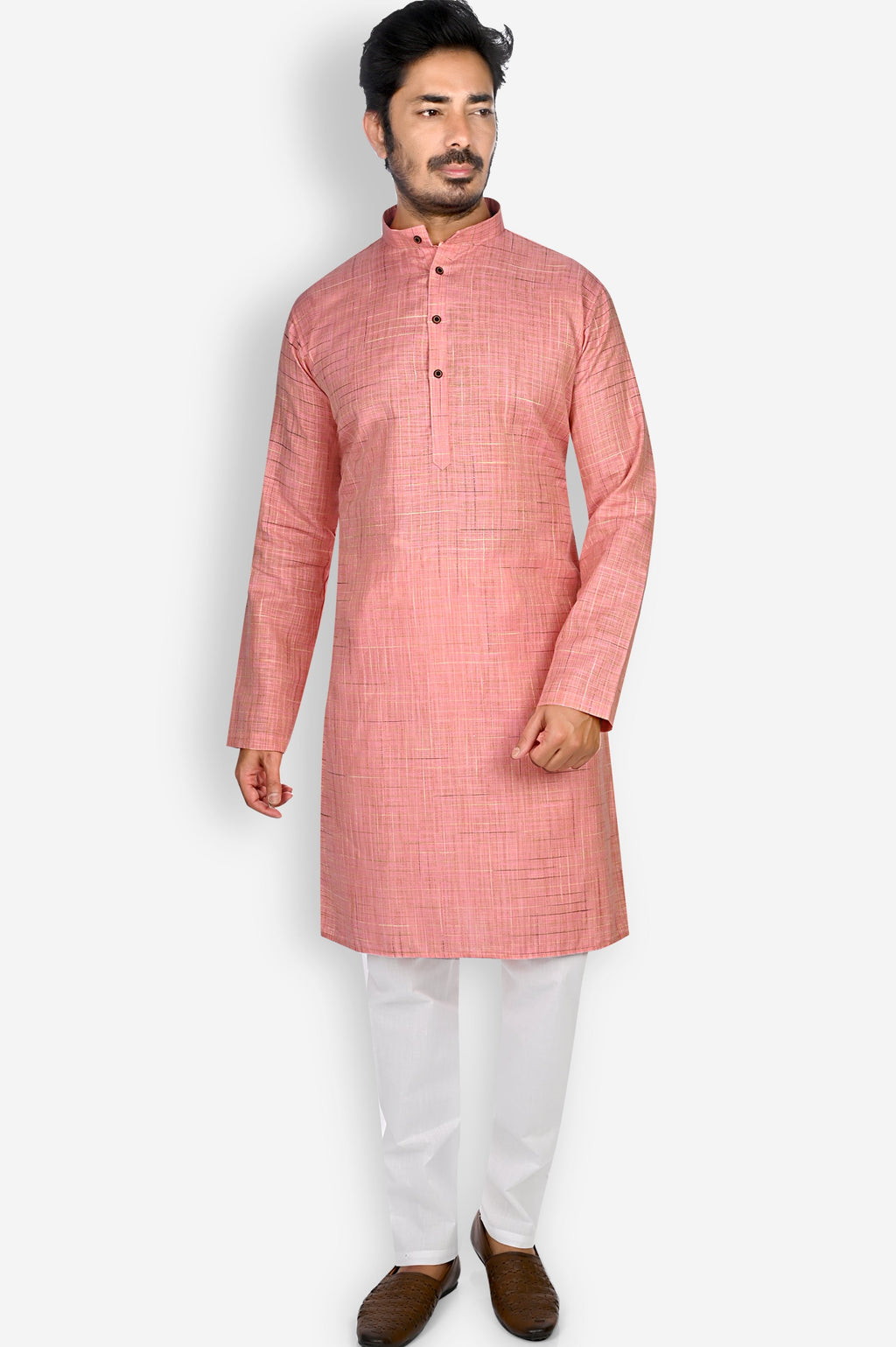 Cotton Kurta for Men - Pink | KPDU731753