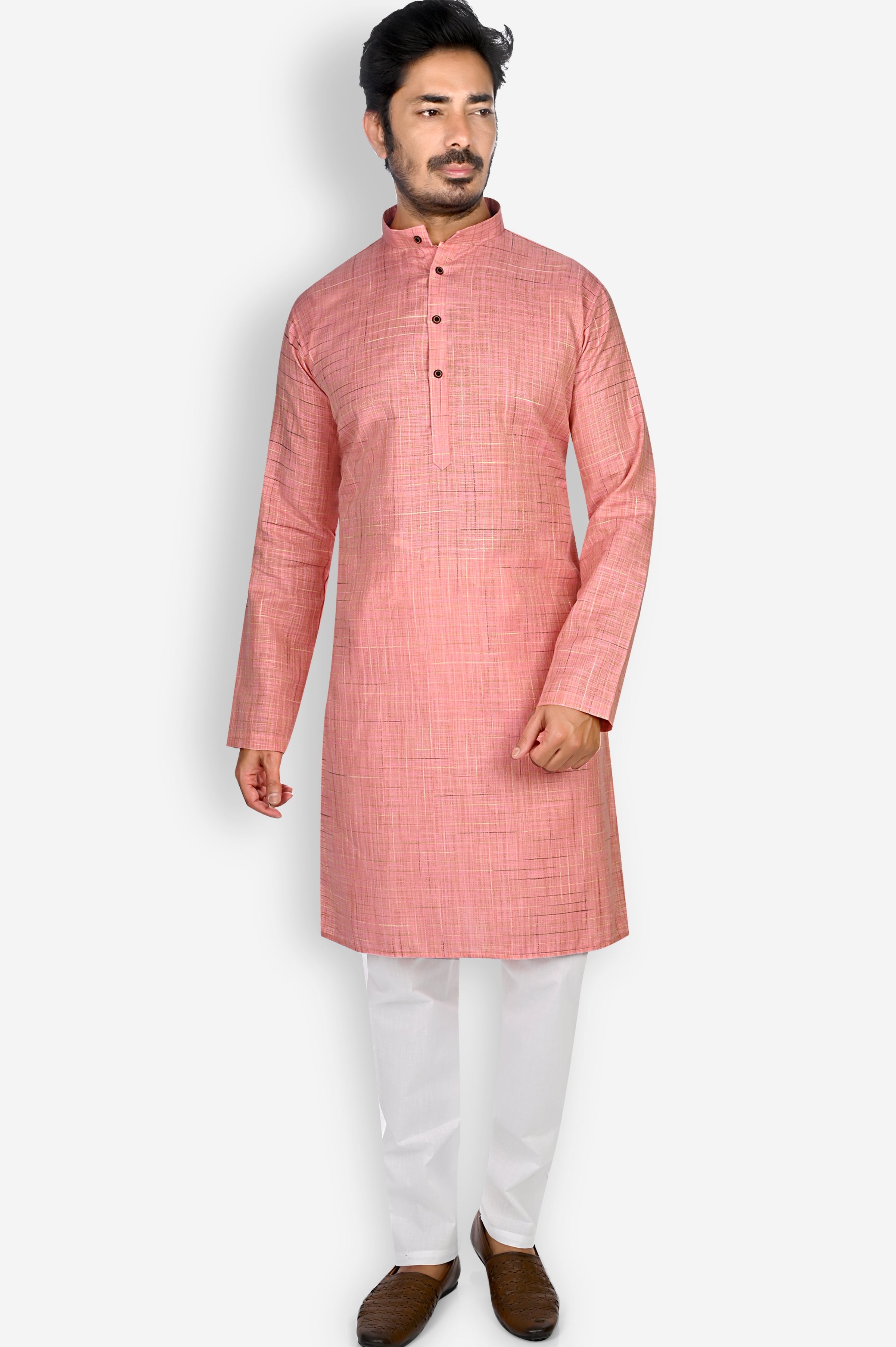 Cotton Kurta for Men - Pink | KPDU731753