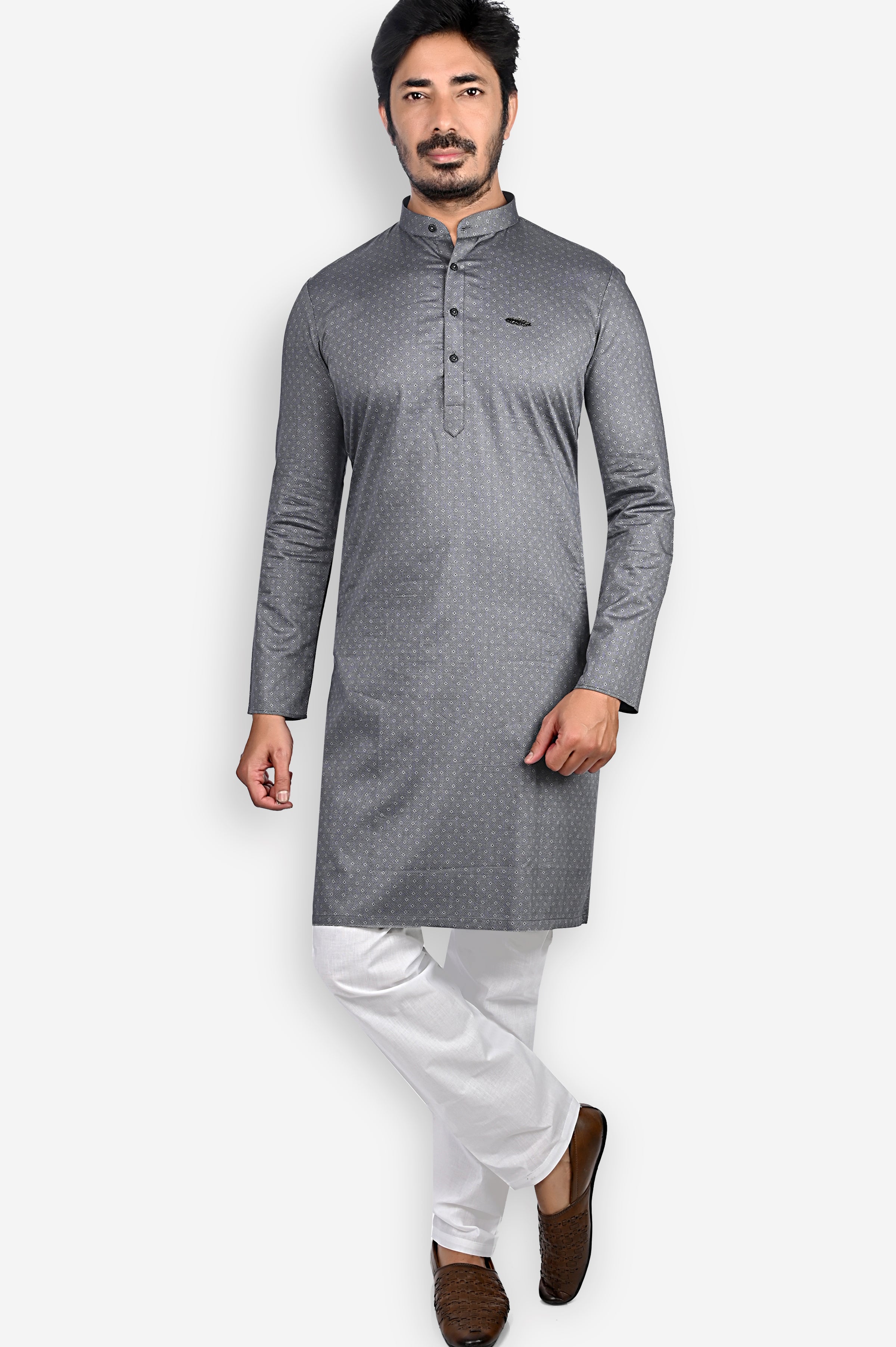 Cotton Kurta for Men - Grey | KUPR11746G