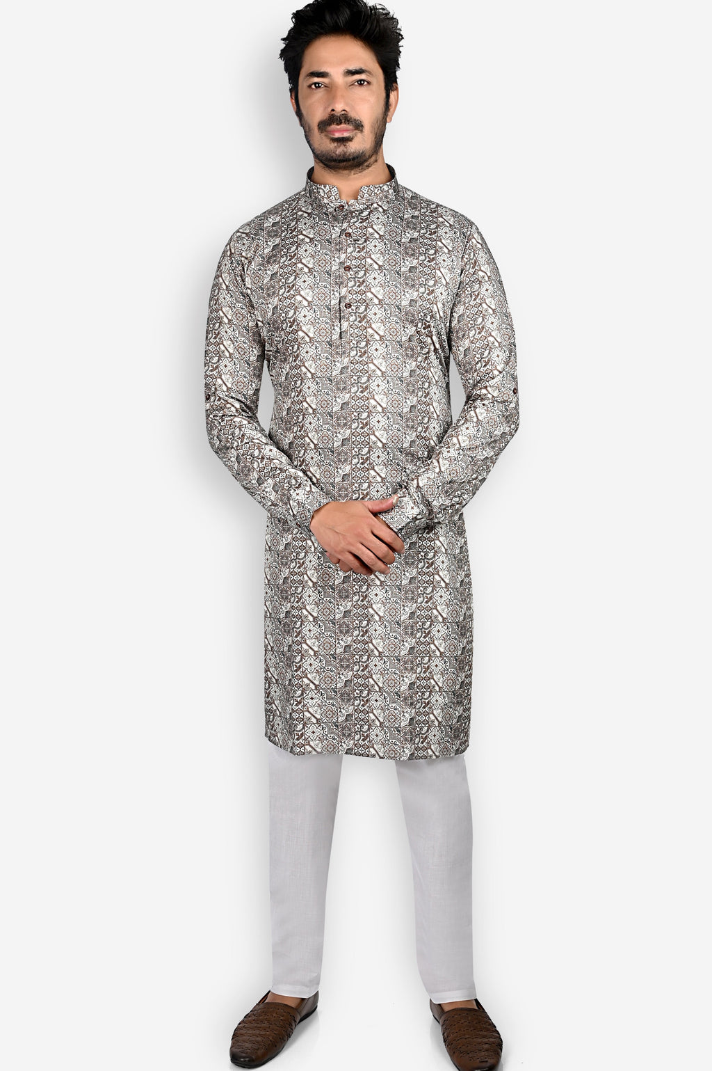 Cotton Kurta for Men - Brown | KUPR12401B