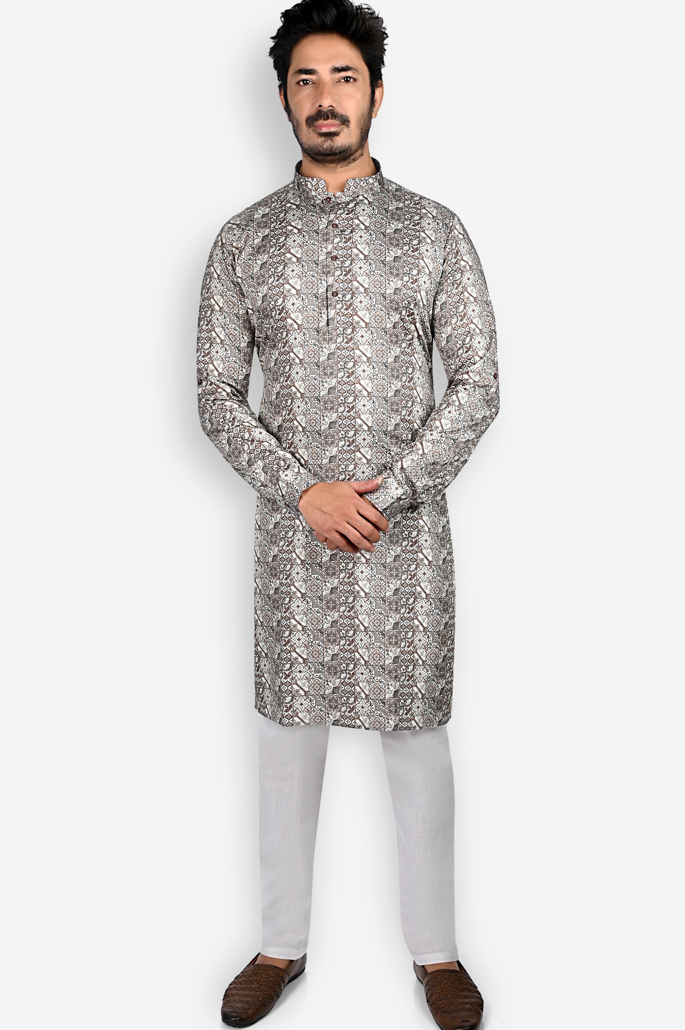 Cotton Kurta for Men - Brown | KUPR12401B