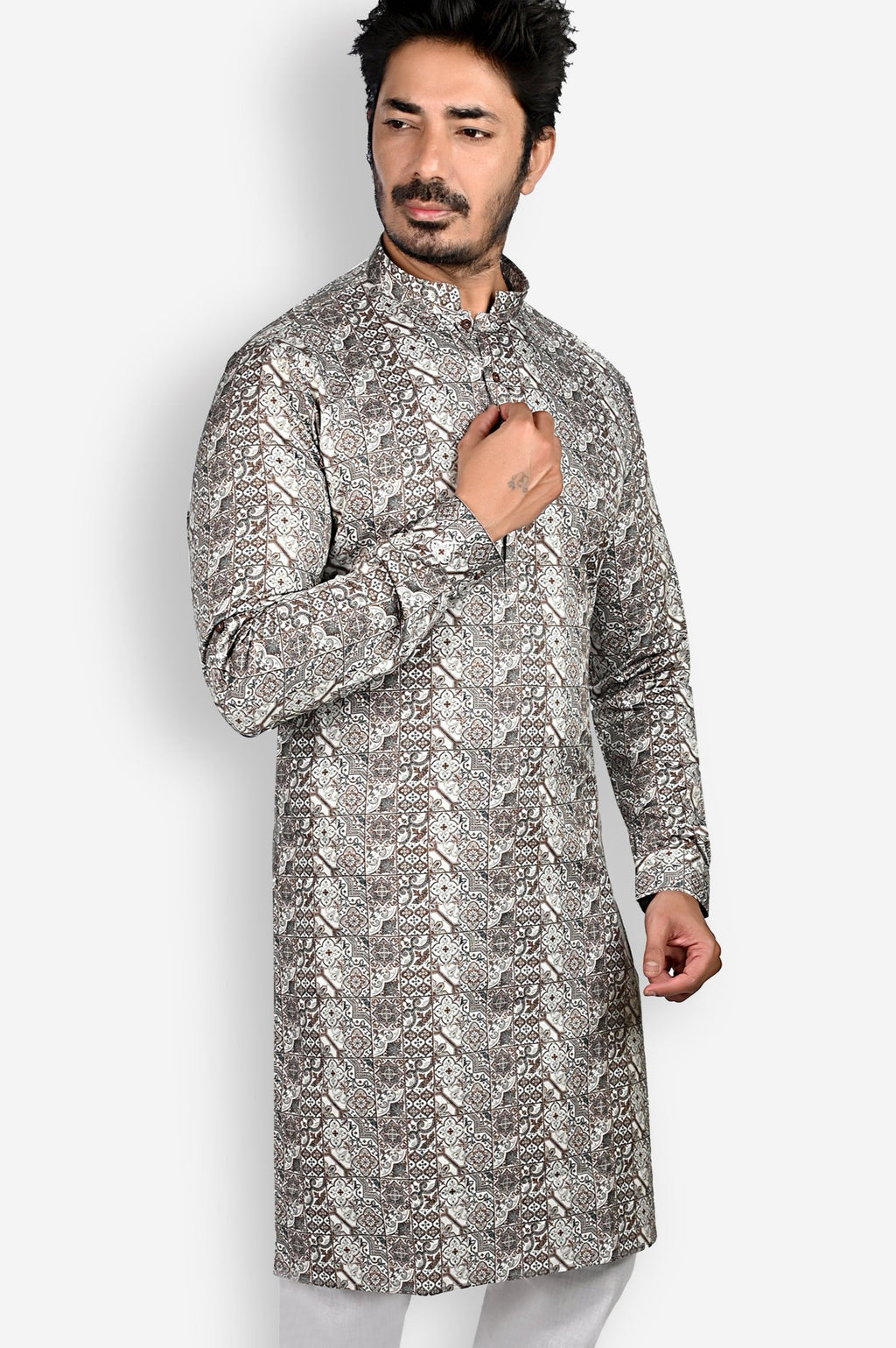 Cotton Kurta for Men - Brown | KUPR12401B