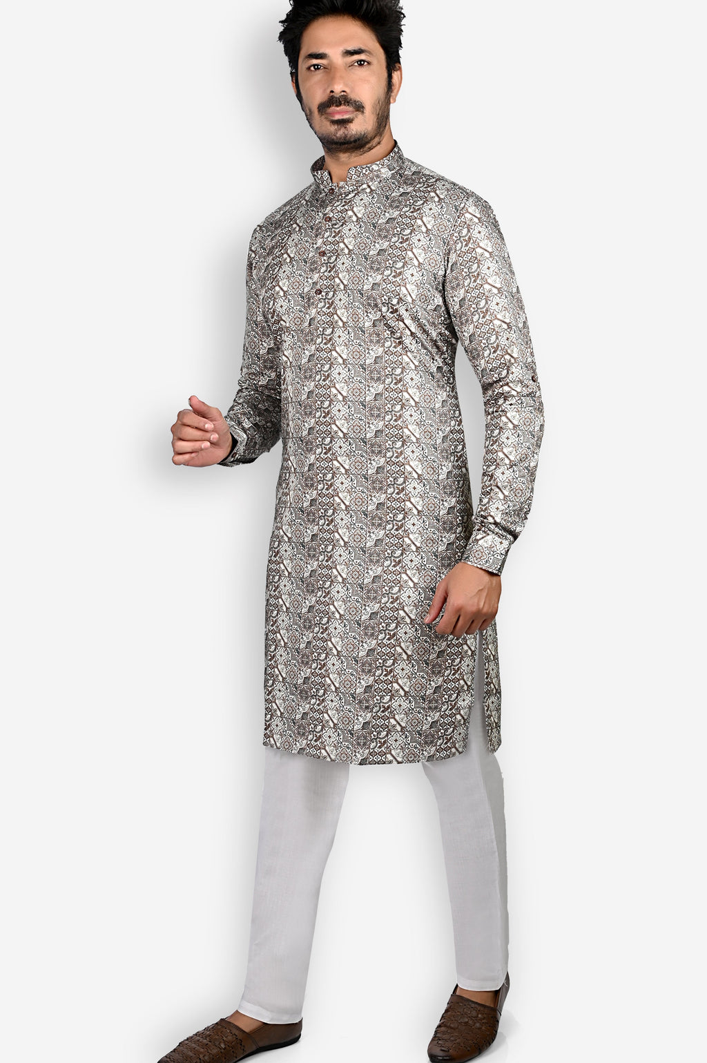 Cotton Kurta for Men - Brown | KUPR12401B
