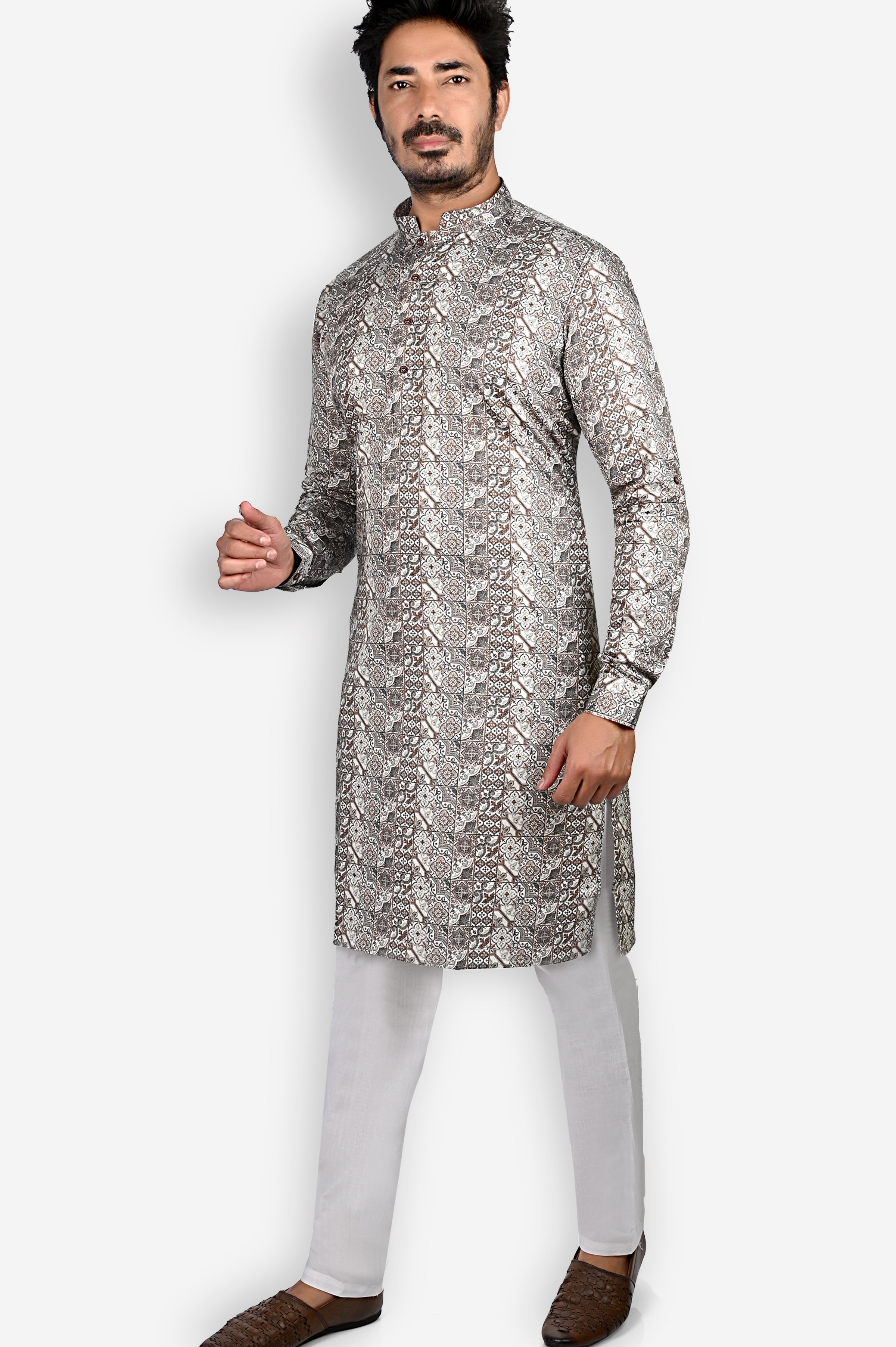 Cotton Kurta for Men - Brown | KUPR12401B