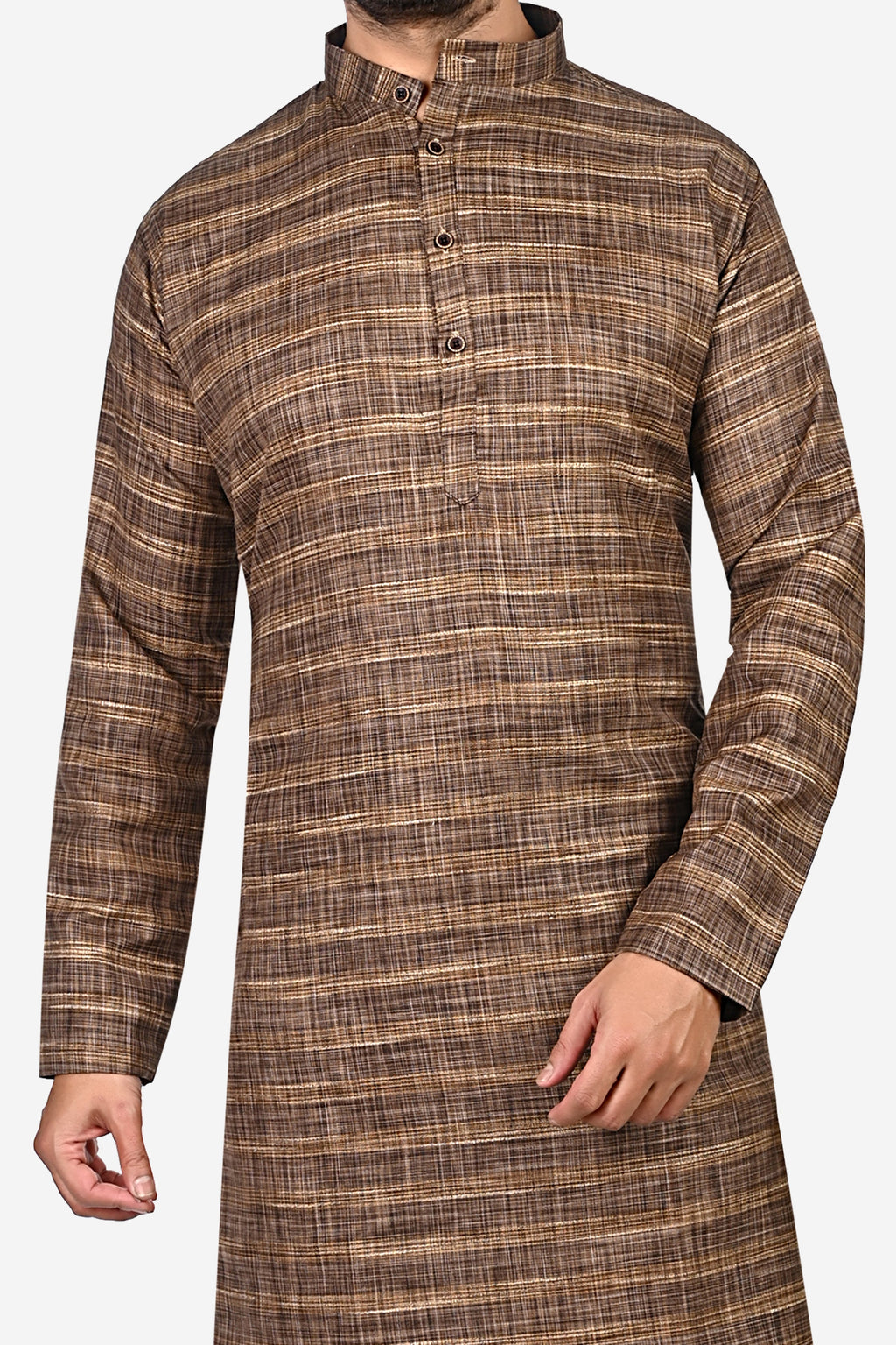 Cotton Kurta Pyjama Set for Men - Brown | KPDU822663