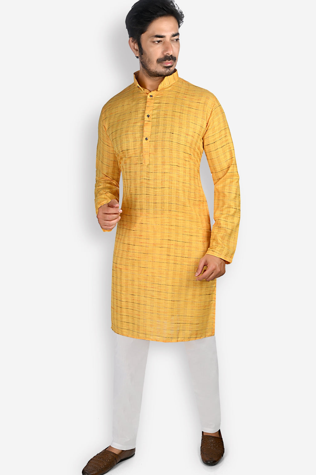 Cotton Kurta for Men - Yellow | KPDU731773