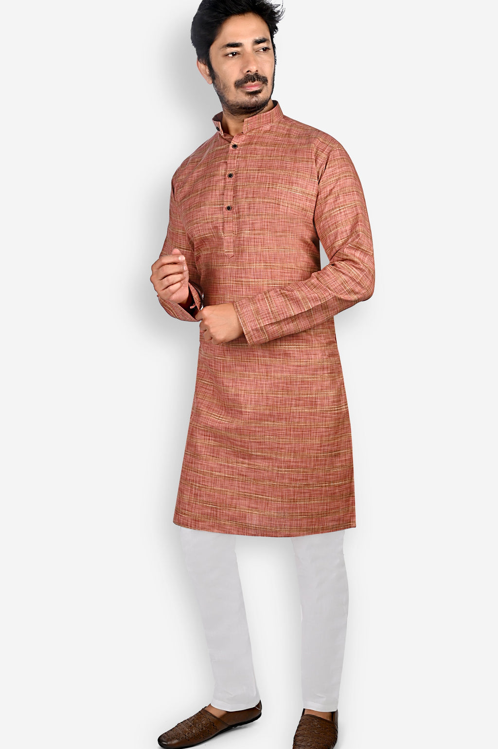 Cotton Kurta for Men - Brown | KPDU822643