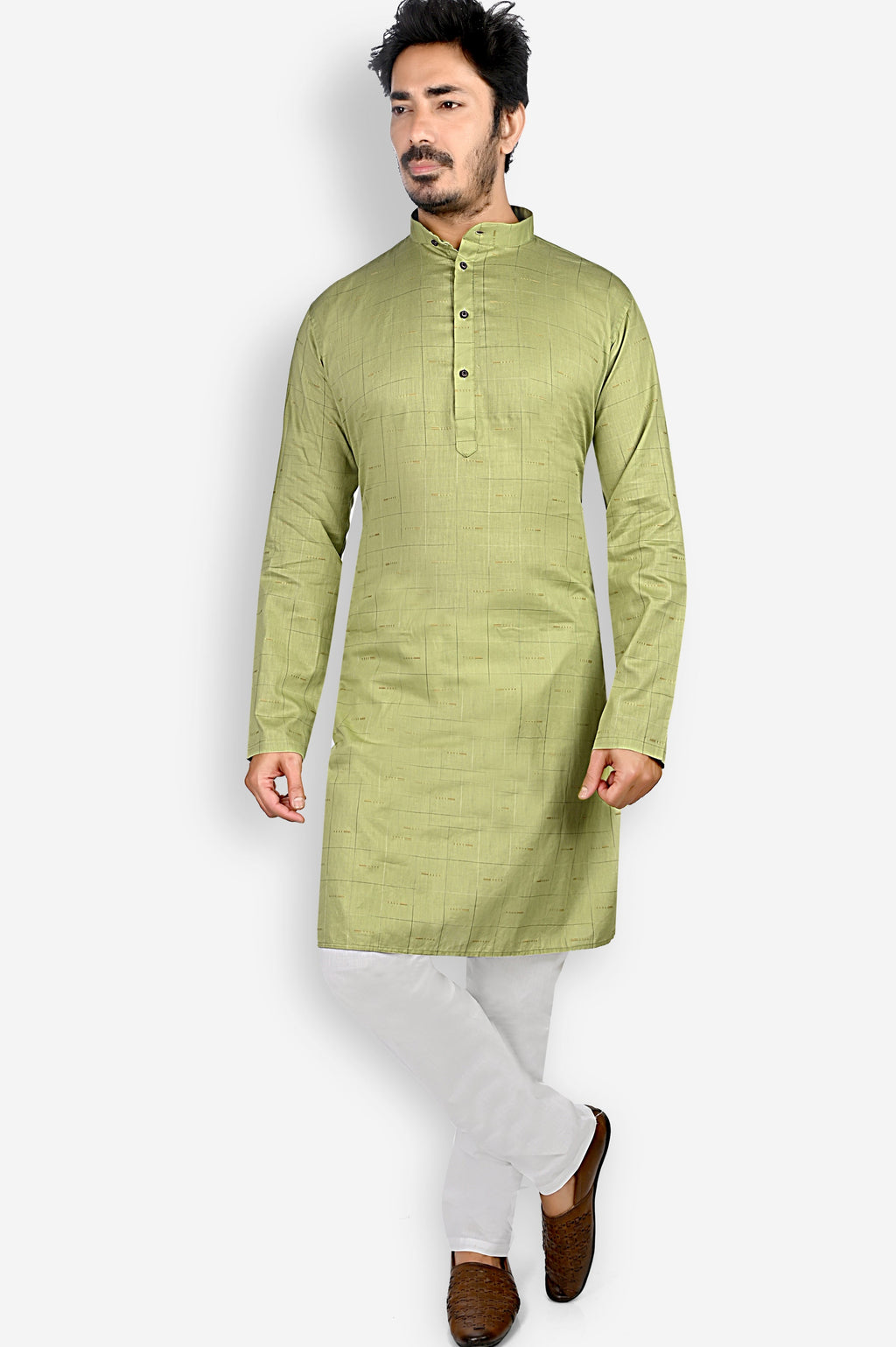 Cotton Kurta for Men - Green | KPDU801263