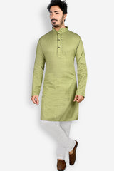 Cotton Kurta for Men - Green | KPDU801263