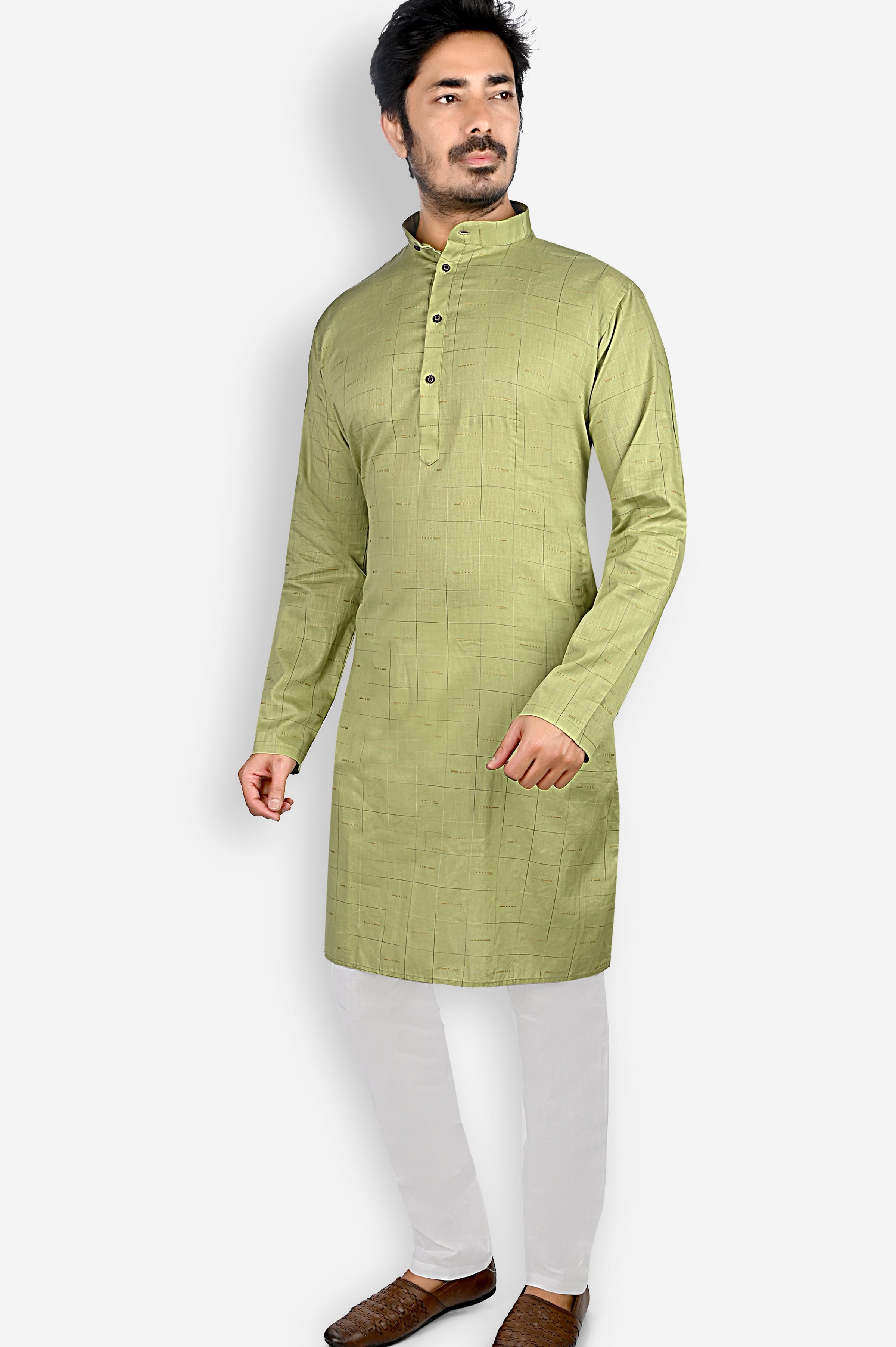 Cotton Kurta for Men - Green | KPDU801263