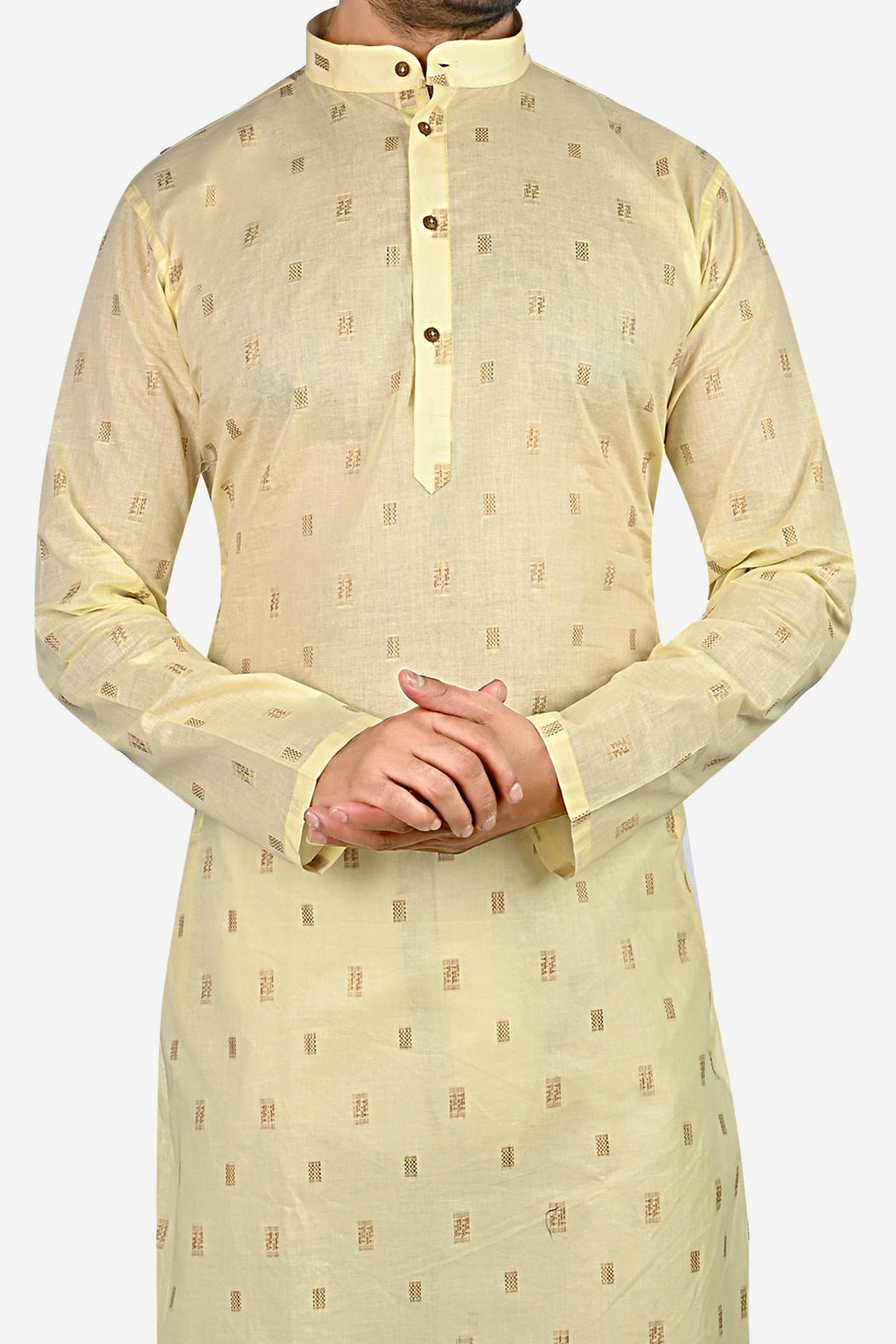 Cotton Kurta for Men - Yellow | KPDU772213