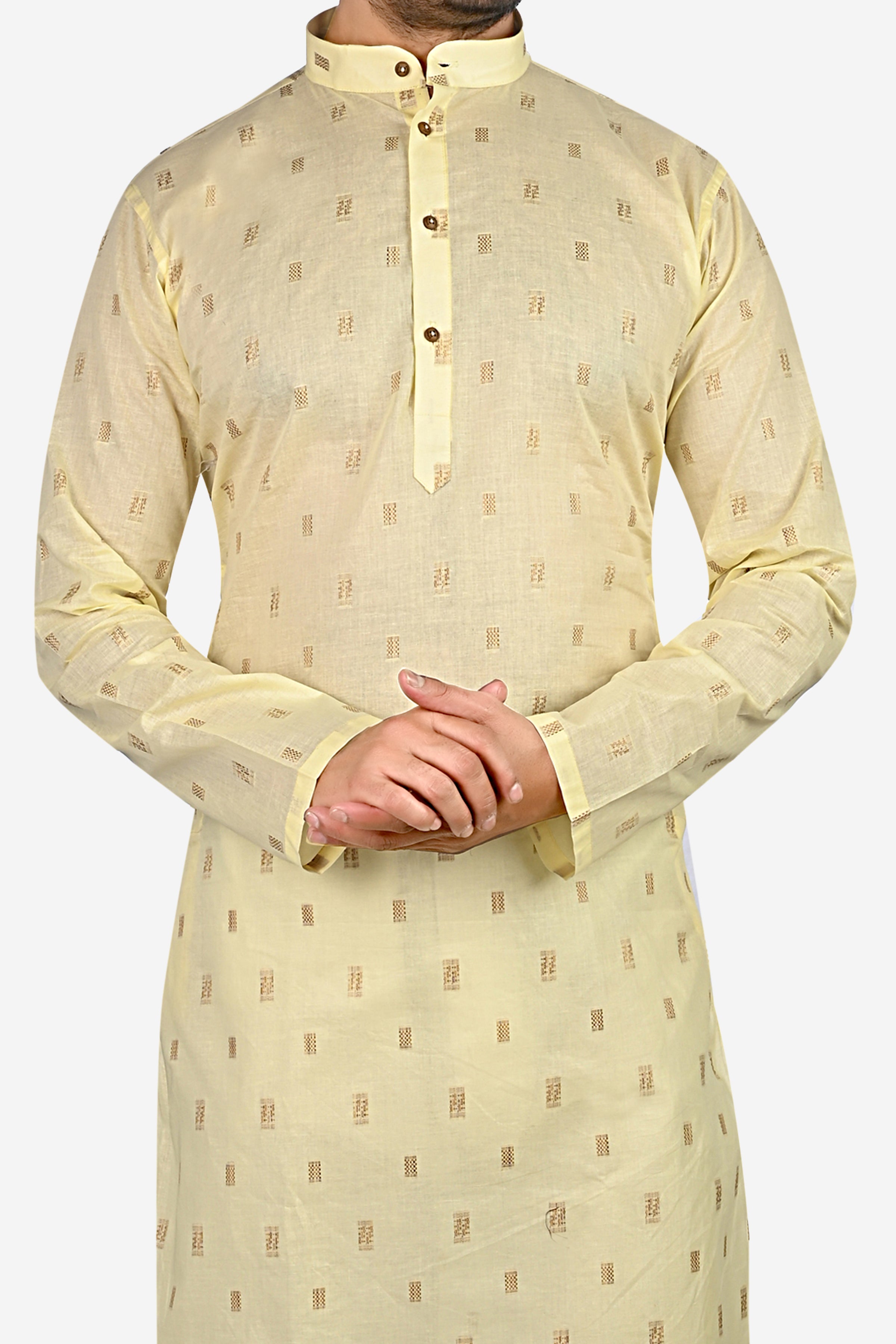 Cotton Kurta for Men - Yellow | KPDU772213