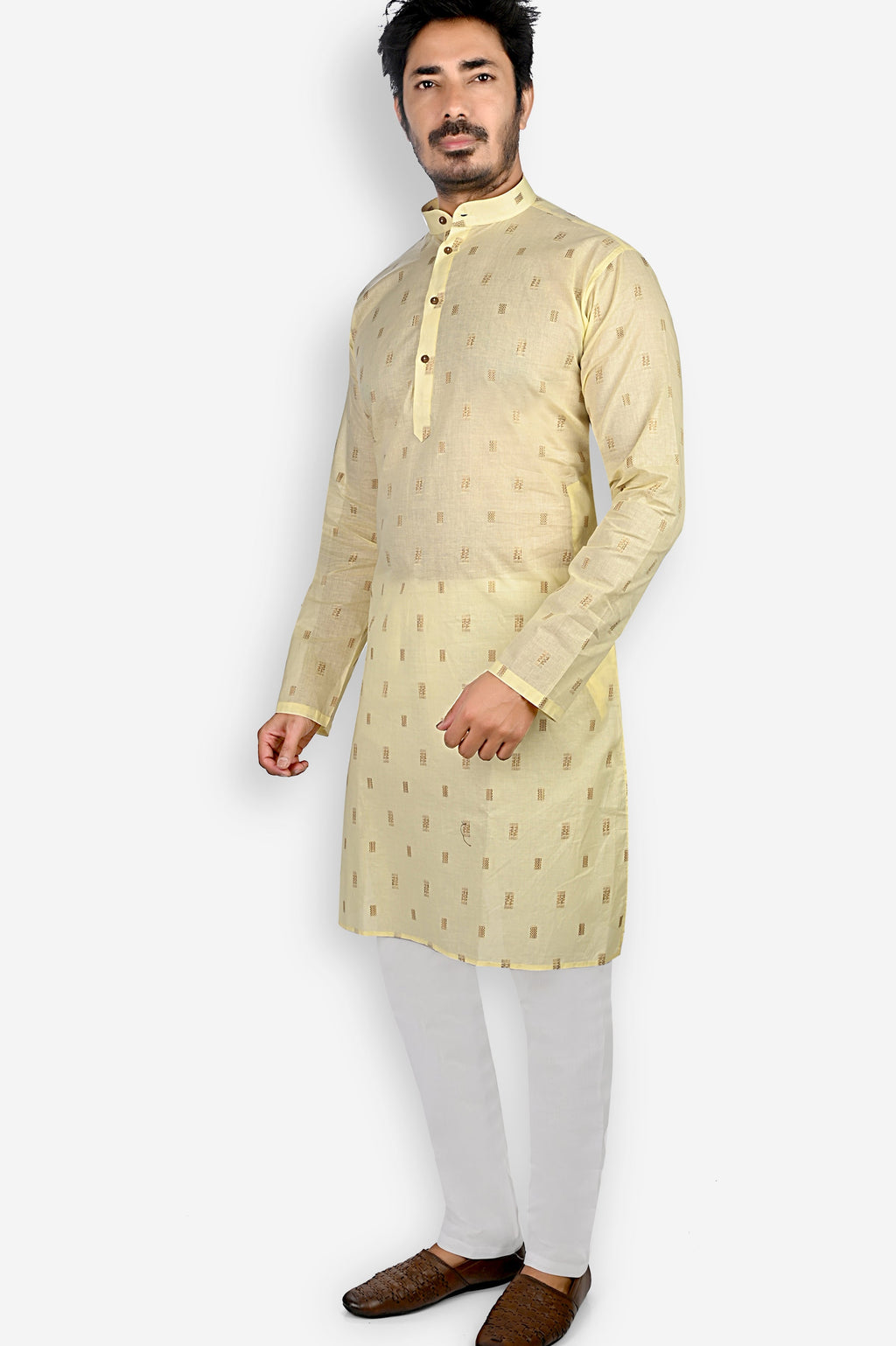 Cotton Kurta for Men - Yellow | KPDU772213
