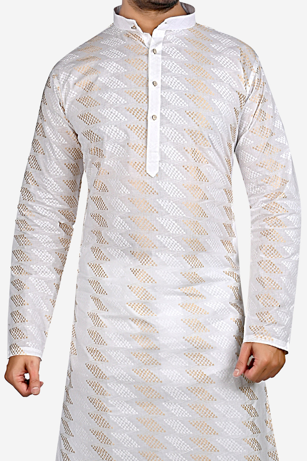 Cotton Kurta for Men - White | KPDU760723