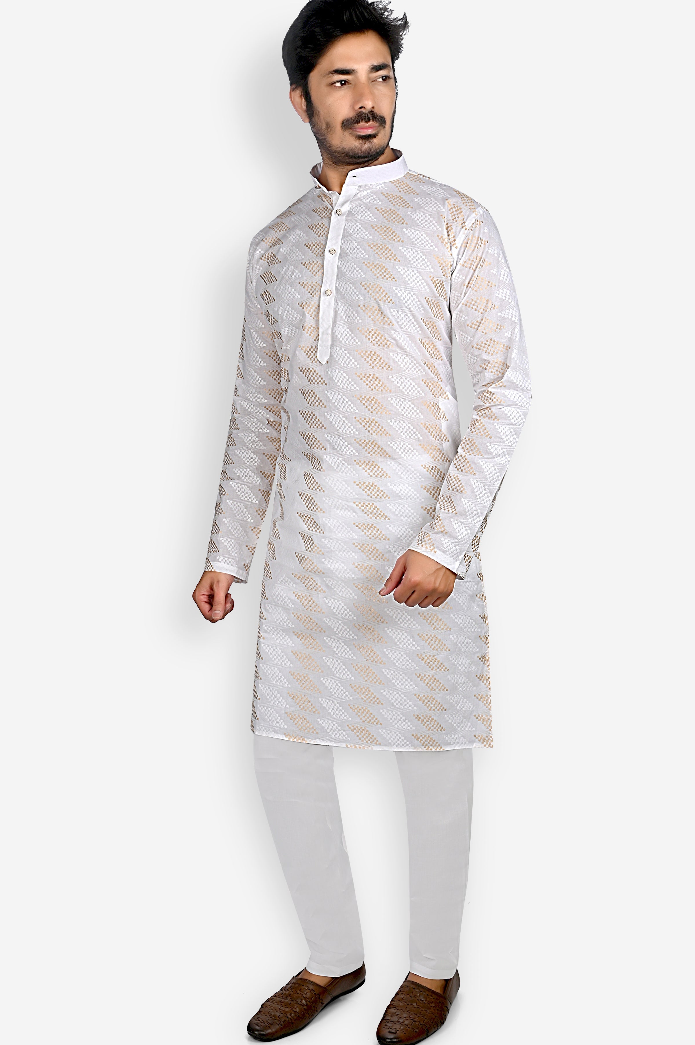 Cotton Kurta for Men - White | KPDU760723