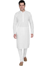 Cotton Kurta Pyjama Set for Men - White | KPPDCHTCIR