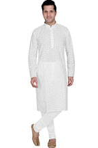 Cotton Kurta Pyjama Set for Men - White | KPPDCHTBOX