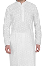 Cotton Kurta Pyjama Set for Men - White | KPPDCHTBOX