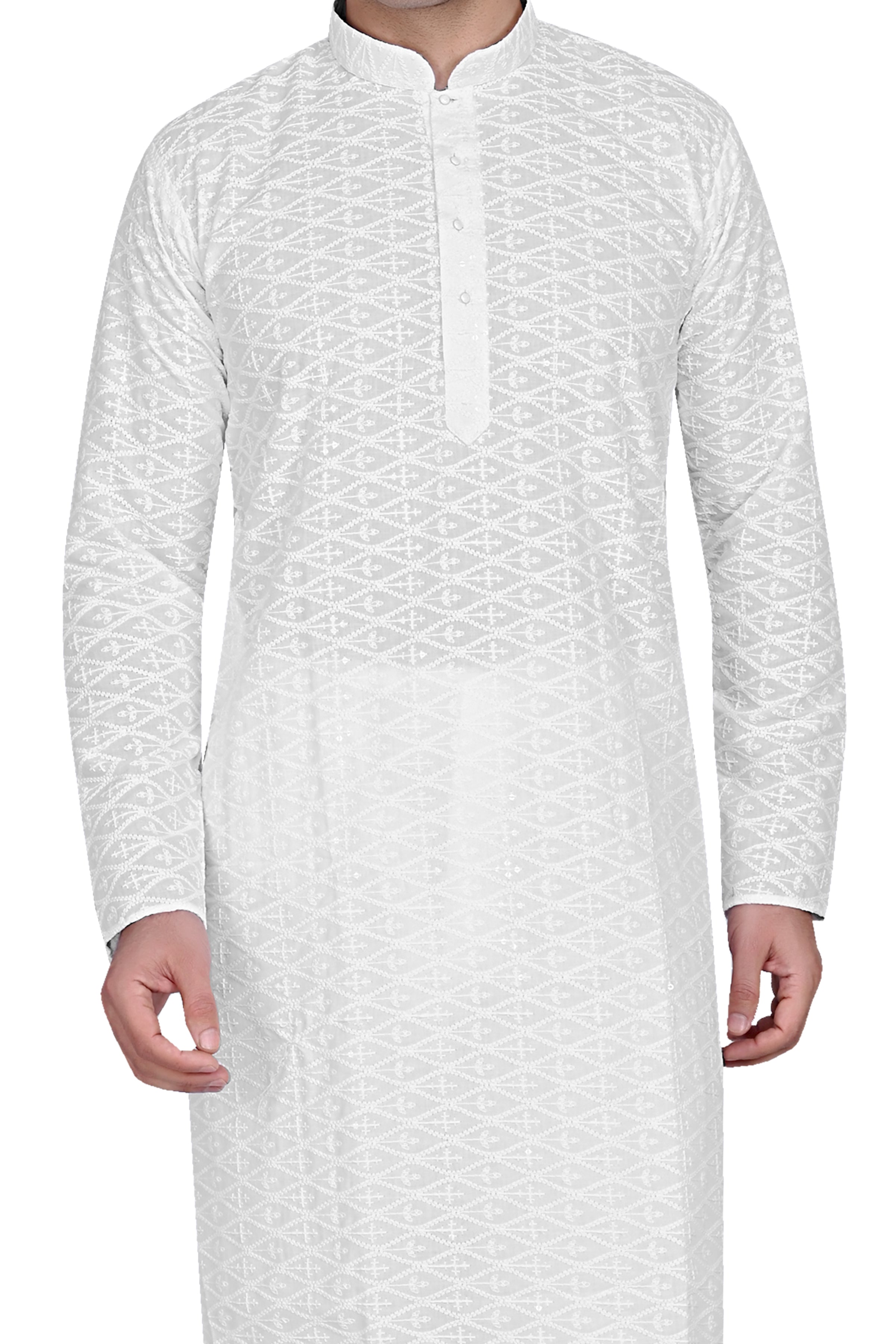 Cotton Kurta Pyjama Set for Men - White | KPPDCHTBOX