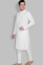 Cotton Kurta Pyjama Set for Men - White | KPPDCHTBOX