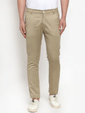 Indian Needle Men Beige Slim Fit Formal Trousers