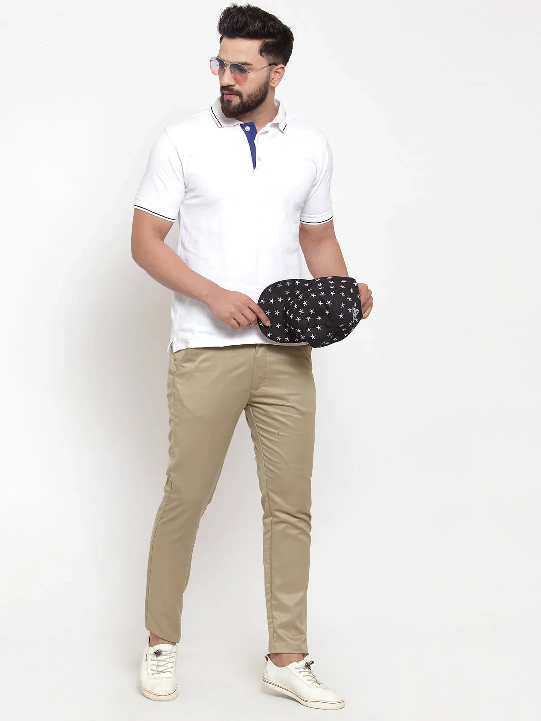Beige Cotton Solid Jeans & Trousers for Men | DesiQlo India