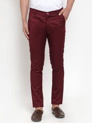 DesiQlo Men's Maroon Solid Formal Trousers ( FGP 253Maroon )