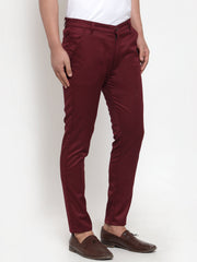 DesiQlo Men's Maroon Solid Formal Trousers ( FGP 253Maroon )