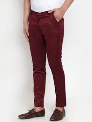 DesiQlo Men's Maroon Solid Formal Trousers ( FGP 253Maroon )