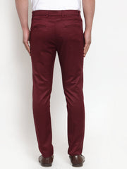DesiQlo Men's Maroon Solid Formal Trousers ( FGP 253Maroon )